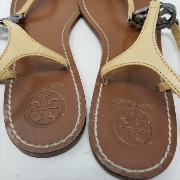 Tory Burch Silver Rhinestone Logo Thong Miller Sandals size 9.5 - Picture 4 of 7